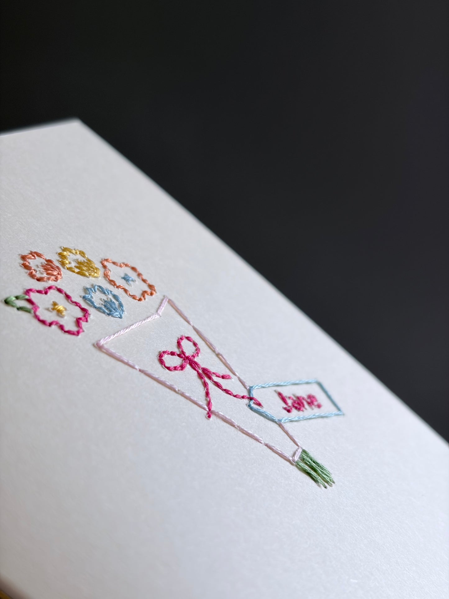 Hand-stitched Floral Thanks a Bunch Card