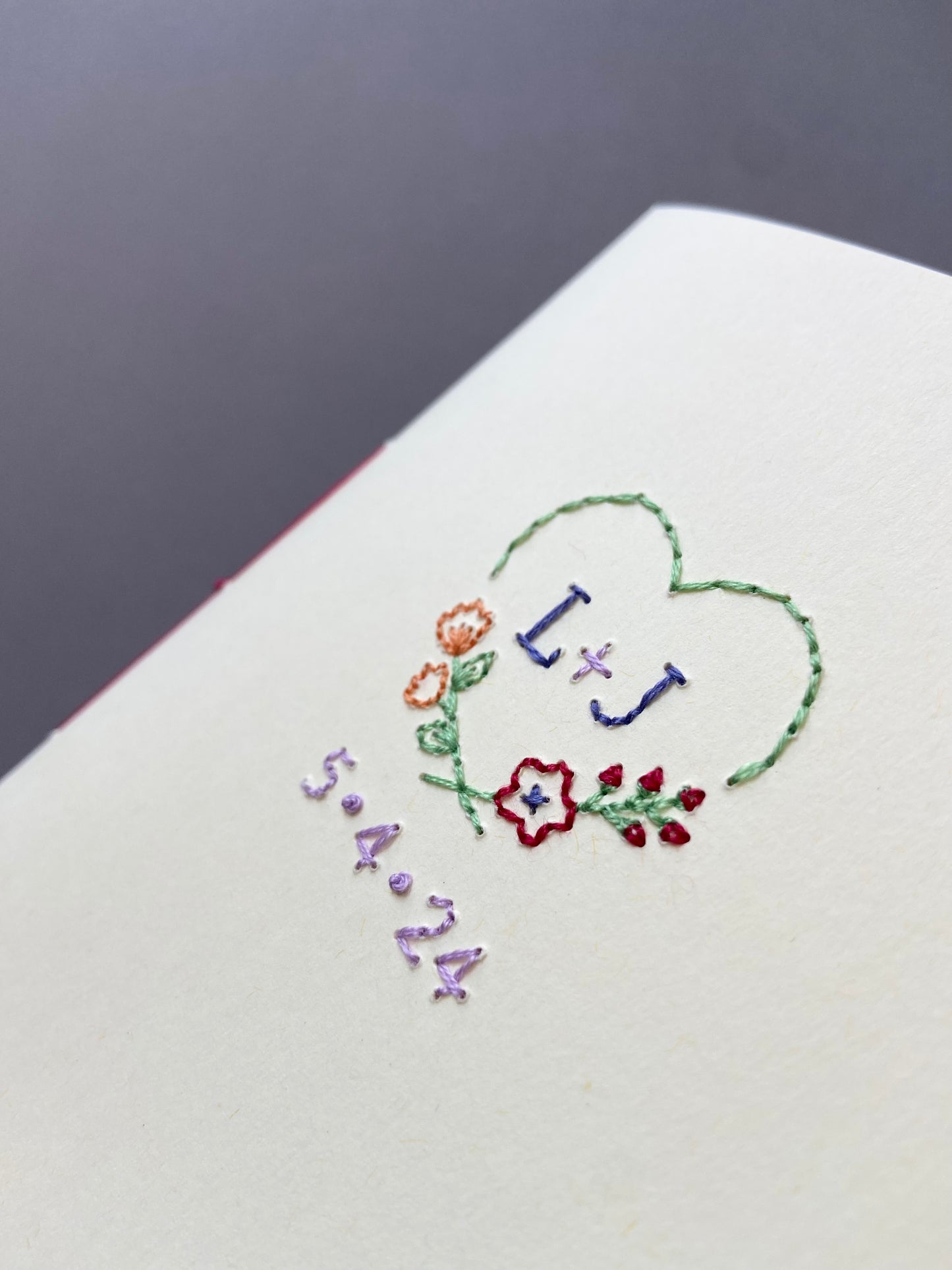 Hand-Stitched Personalised Colourful Sweetheart Couple Card