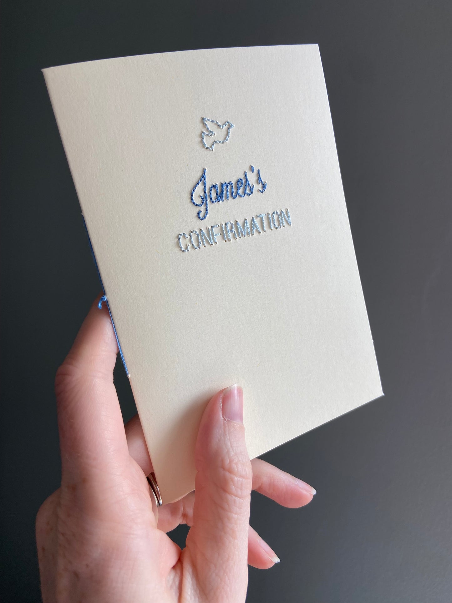 Hand-stitched Personalised Confirmation Card