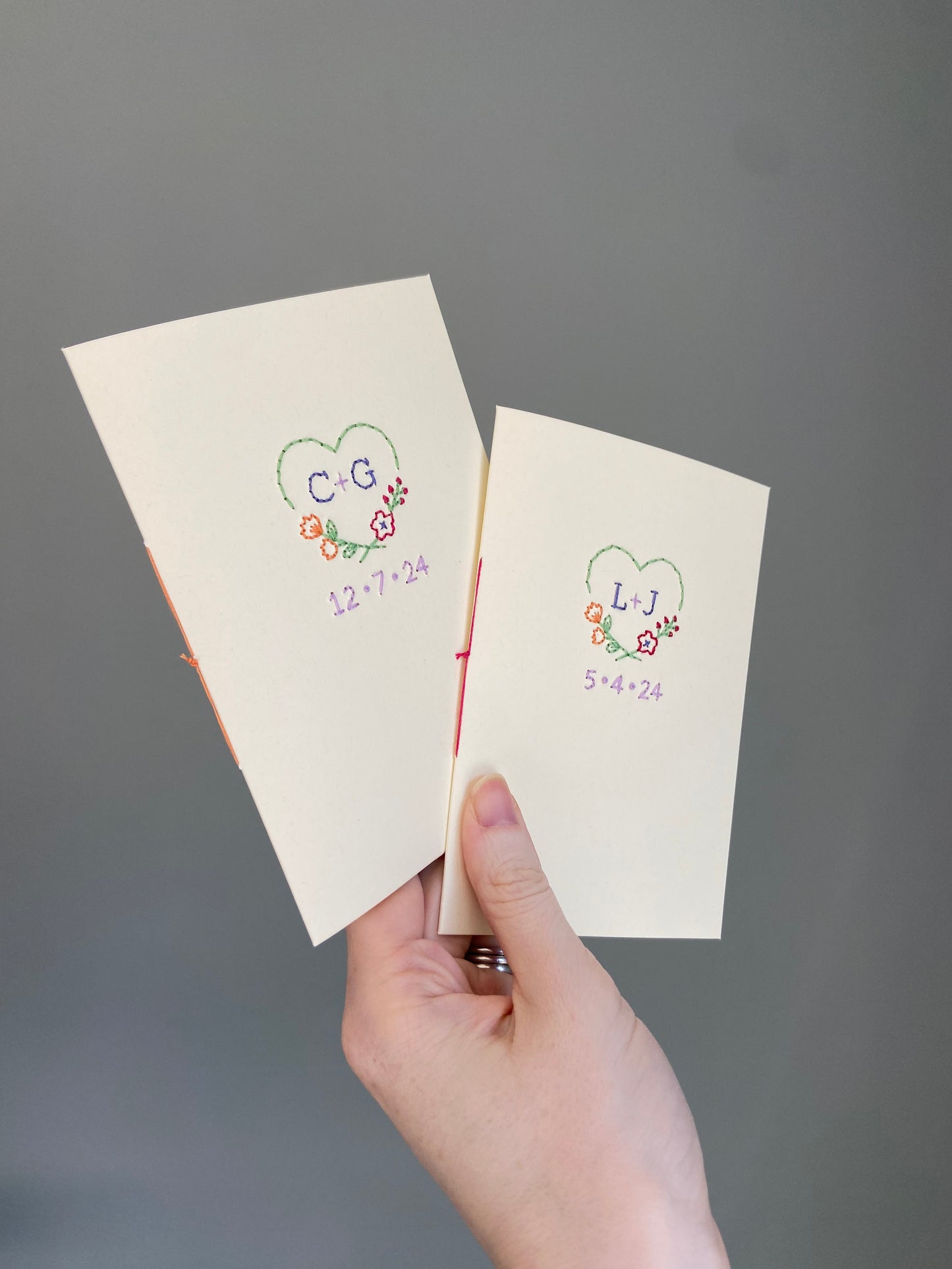 Hand-Stitched Personalised Colourful Sweetheart Couple Card Bundle (Set of two)