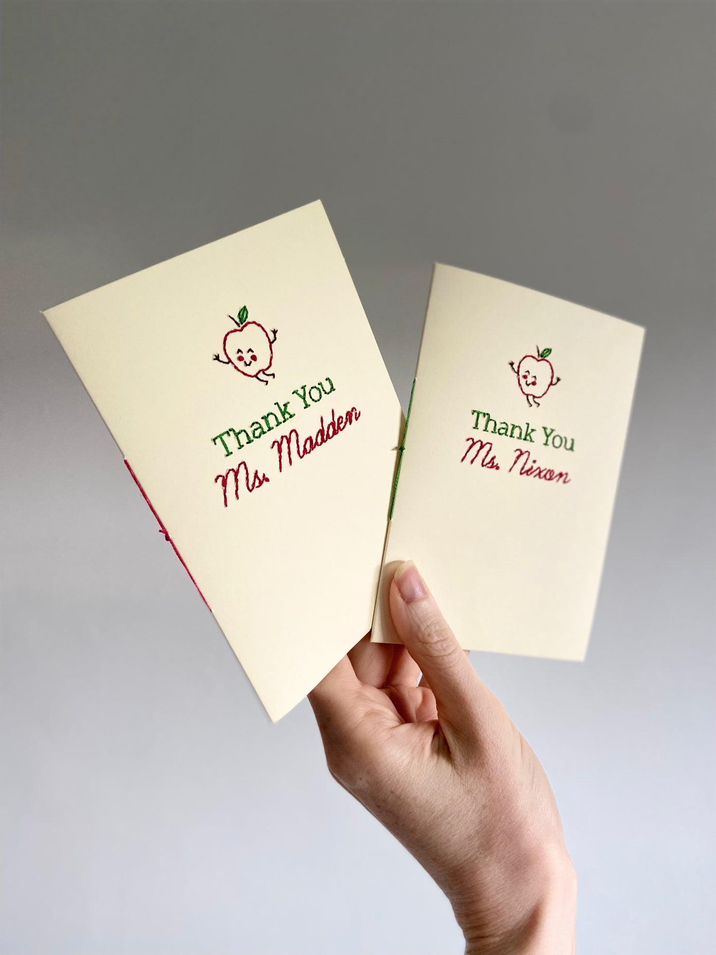 Hand-stitched Personalised Thank You Teacher Card Bundle