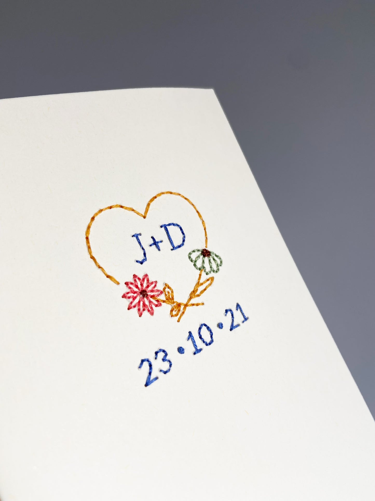 Hand-Stitched Personalised Autumnal Sweetheart Couple Card