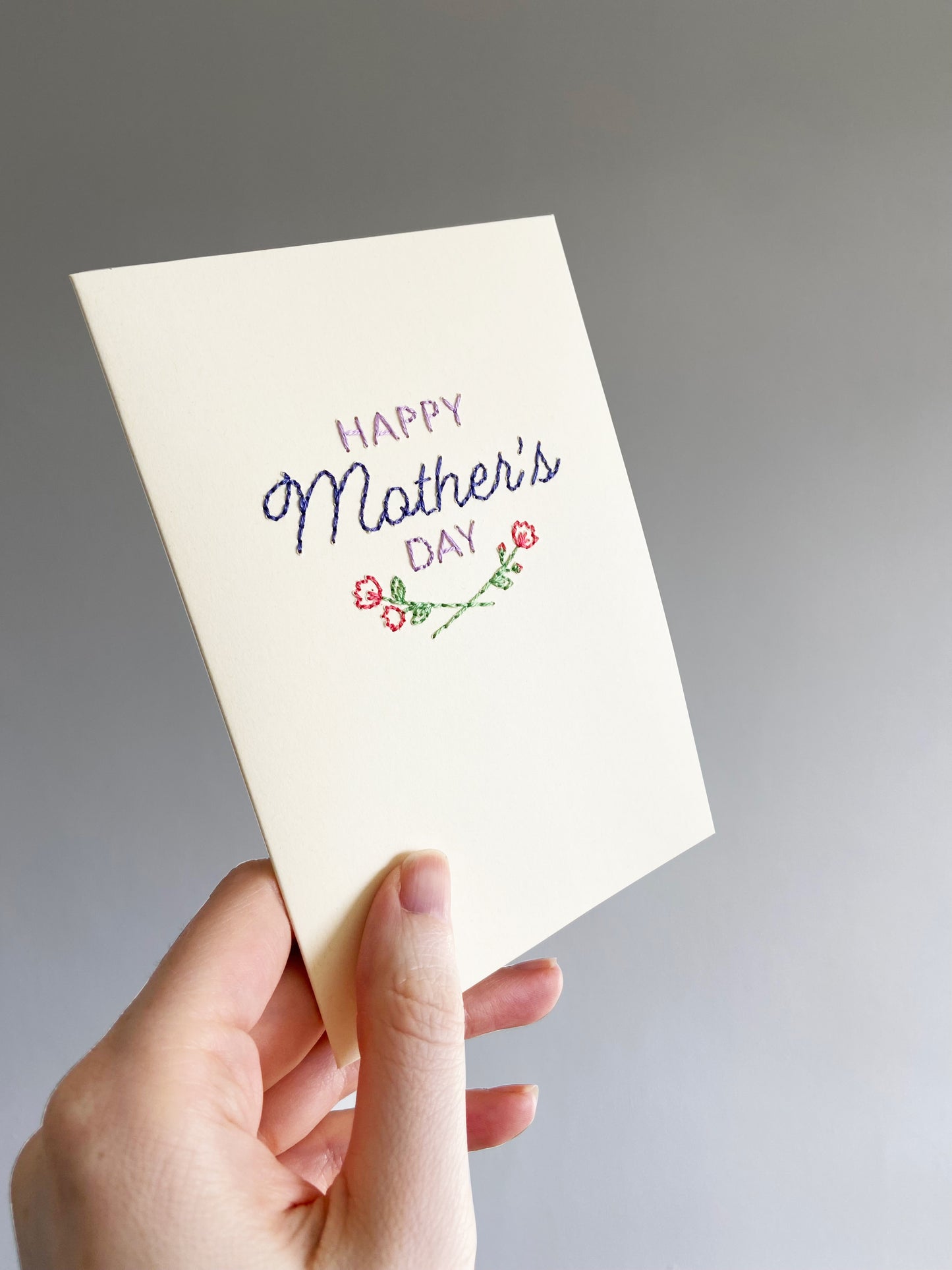 Hand-stitched Happy Mother's Day Card adorned with Flowers