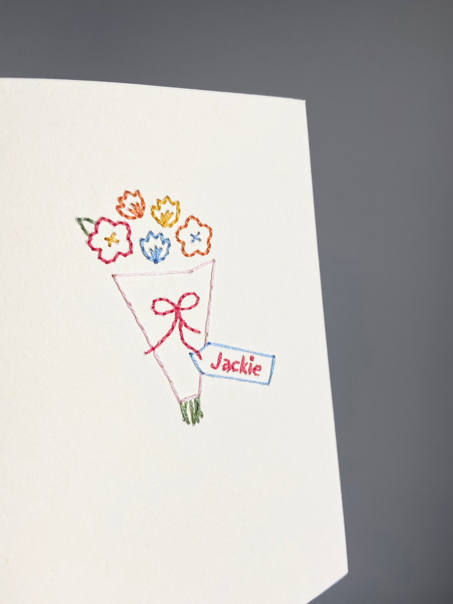 Hand-stitched Floral Thanks a Bunch Card