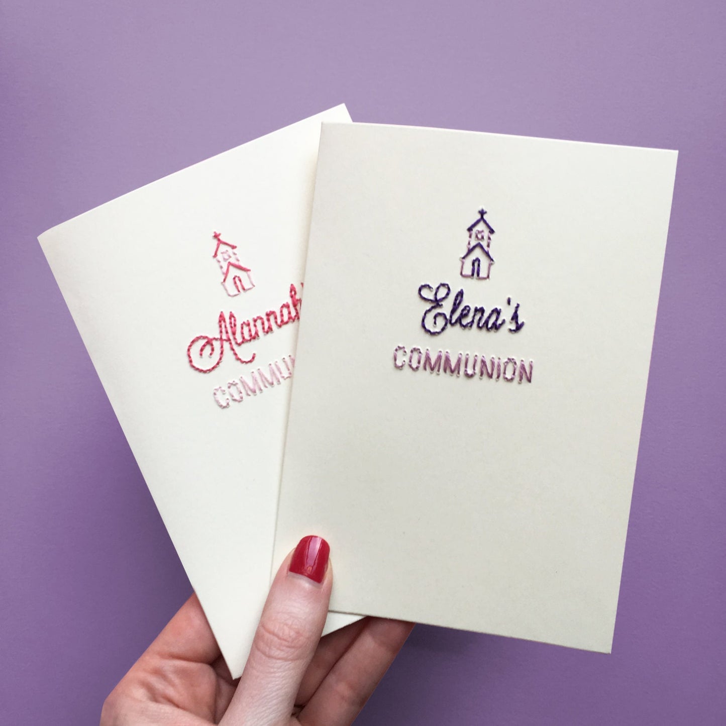 Hand-stitched Personalised Communion Card