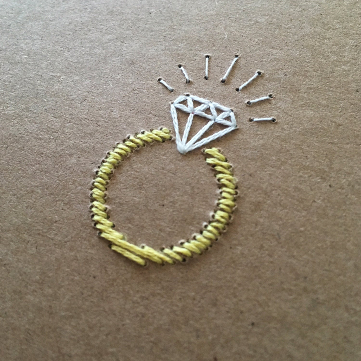 Hand-stitched Engagement Ring Card