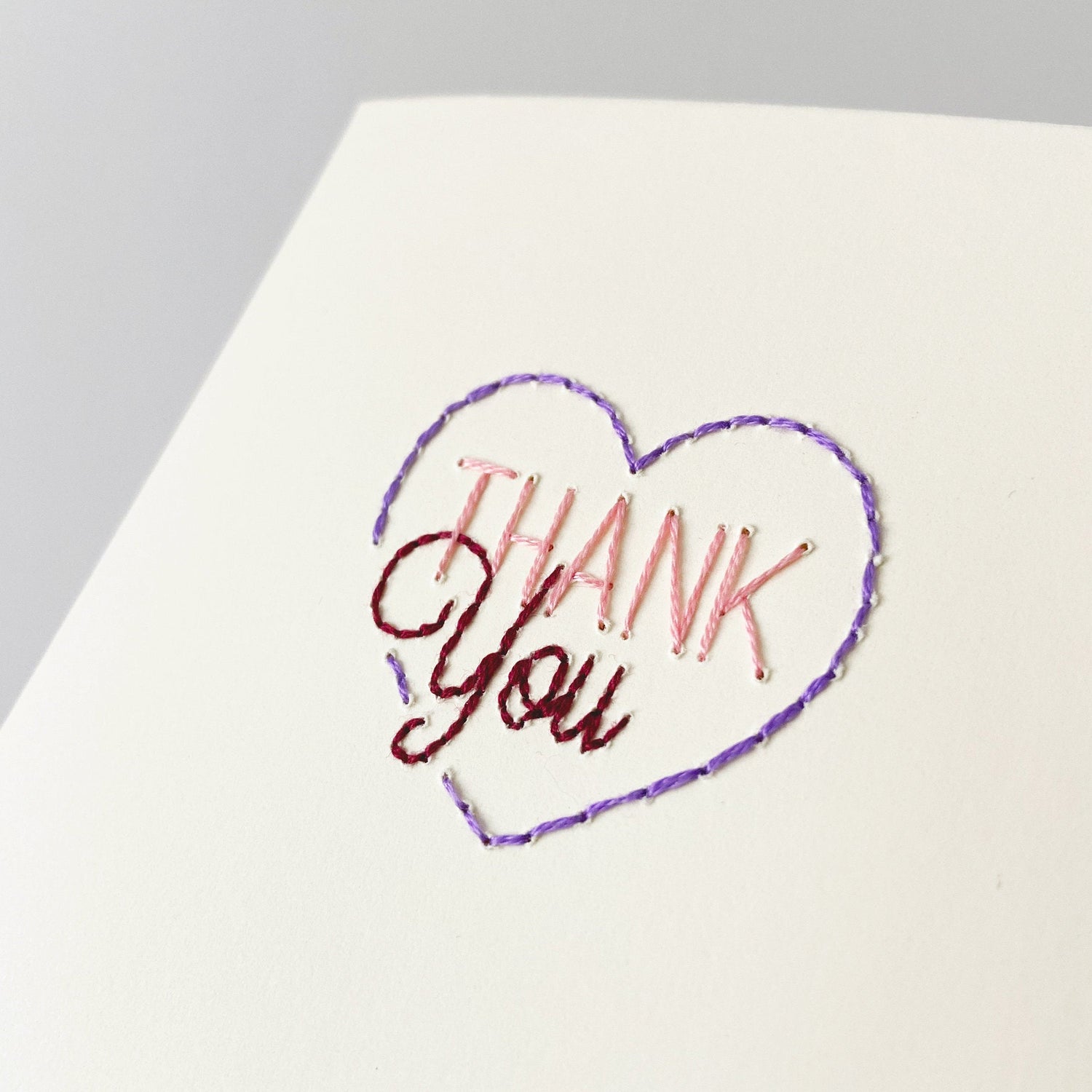Hand-stitched Heartfelt Thank You Card