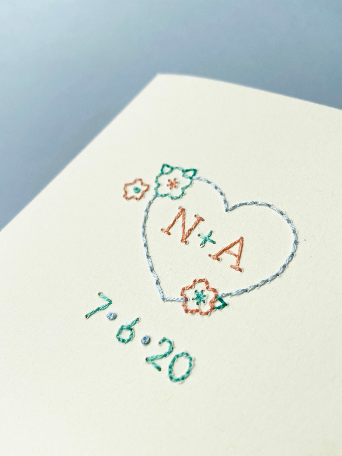 Hand-Stitched Personalised Sweetheart Couple Card