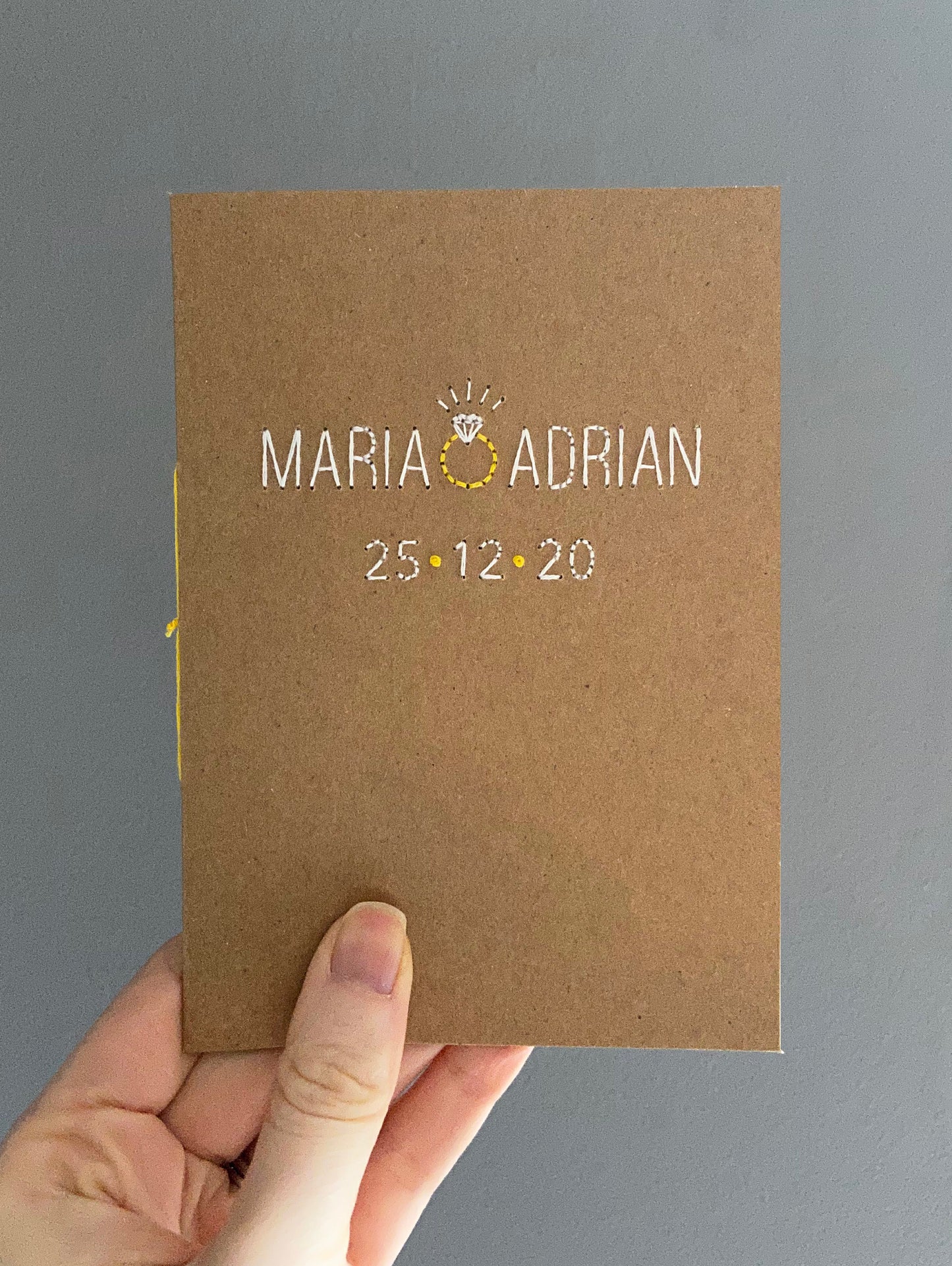 Hand-stitched Personalised Engagement Ring Card