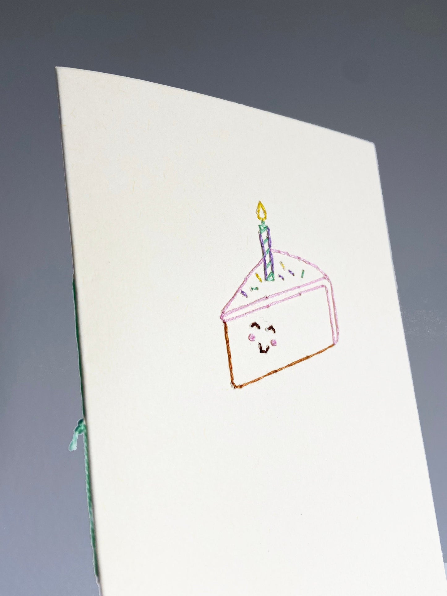 Hand-stitched Birthday Cake Slice Card