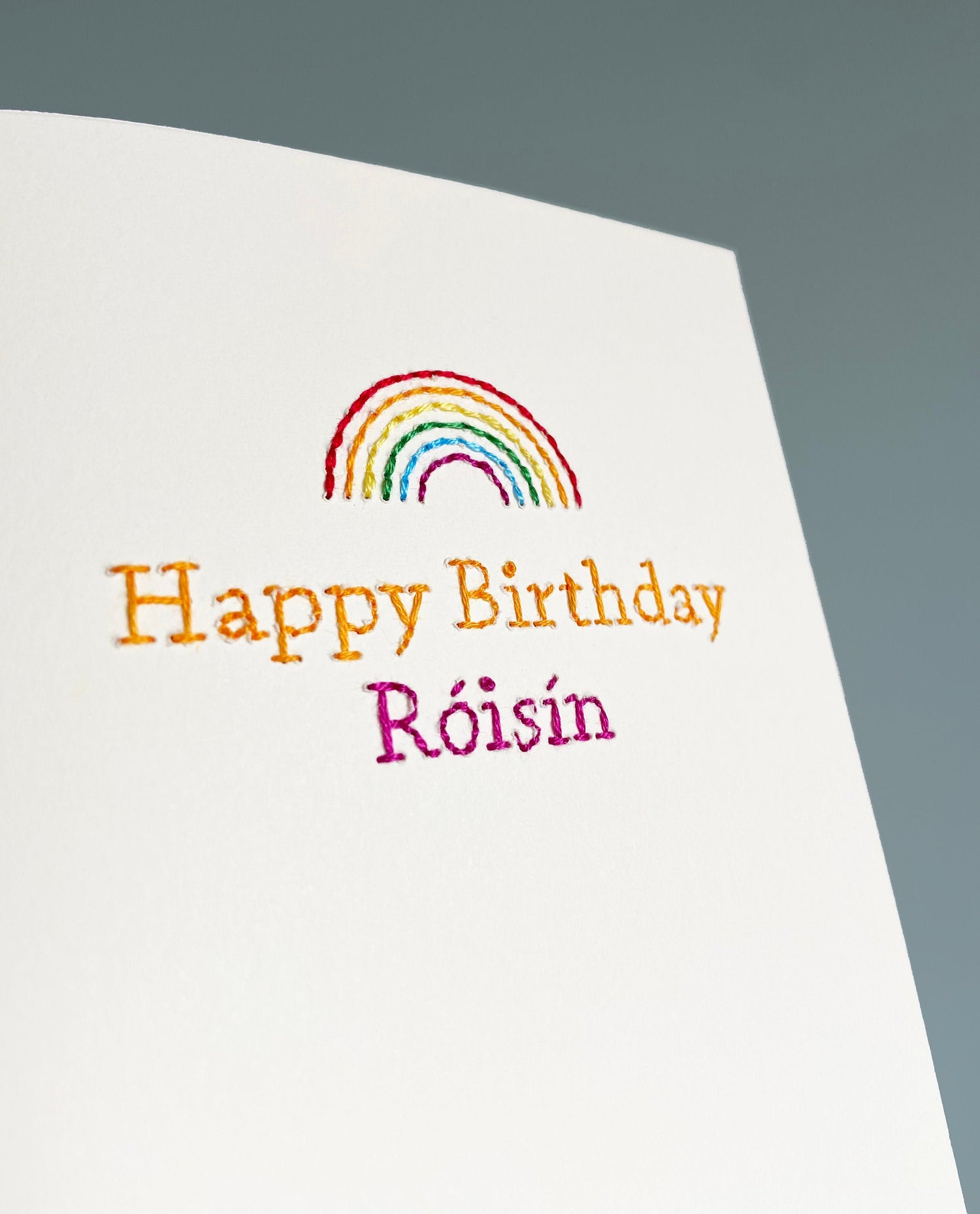 Hand-stitched Personalised Rainbow Birthday Card