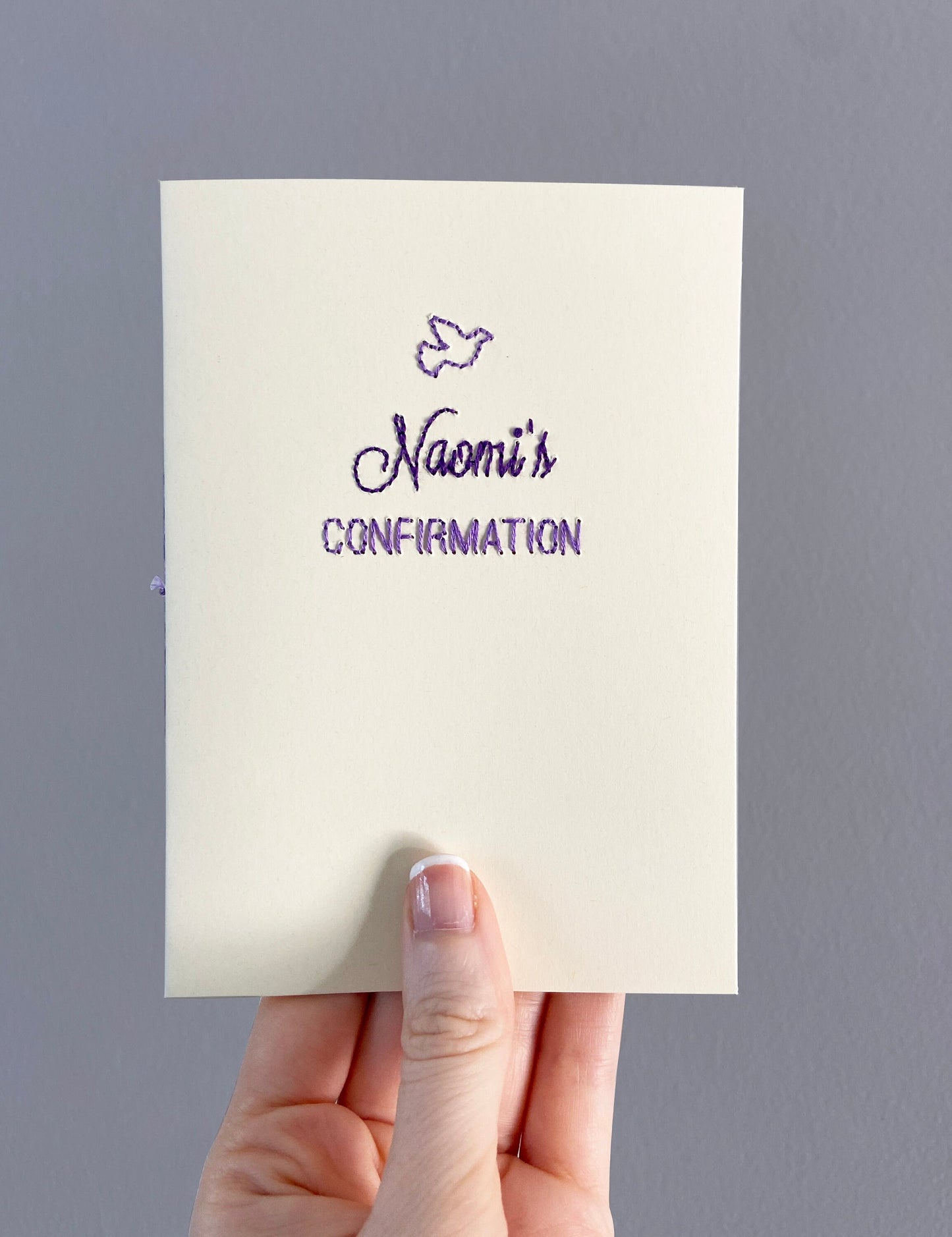 Hand-stitched Personalised Confirmation Card