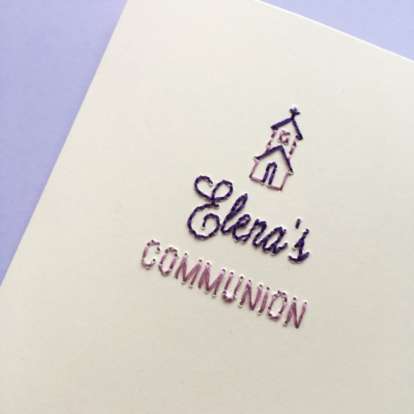 Hand-stitched Personalised Communion Card