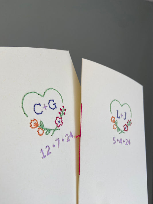 Hand-Stitched Personalised Colourful Sweetheart Couple Card Bundle (Set of two)