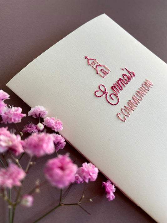 Hand-stitched Personalised Communion Card