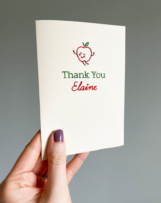 Hand-stitched Personalised Thank You Teacher Card Bundle