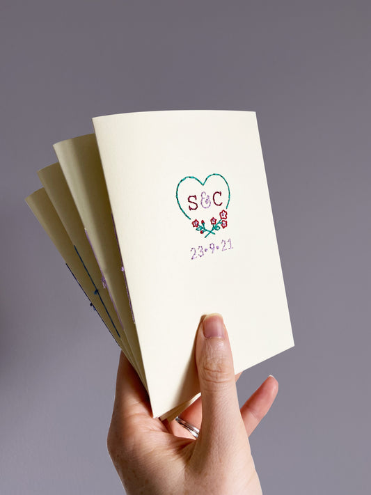 Hand-Stitched Personalised Turquoise Sweetheart Couple Card