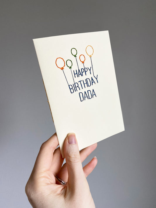 Hand-stitched Personalised Blue Birthday Card