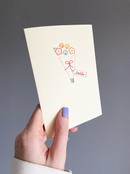 Hand-stitched Floral Thanks a Bunch Card