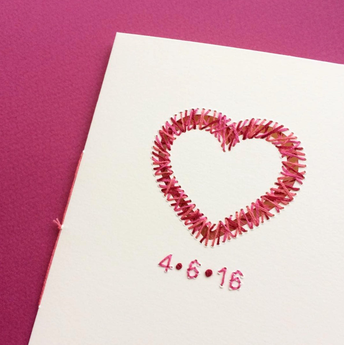 Hand-stitched Personalised Suspended Heart Card