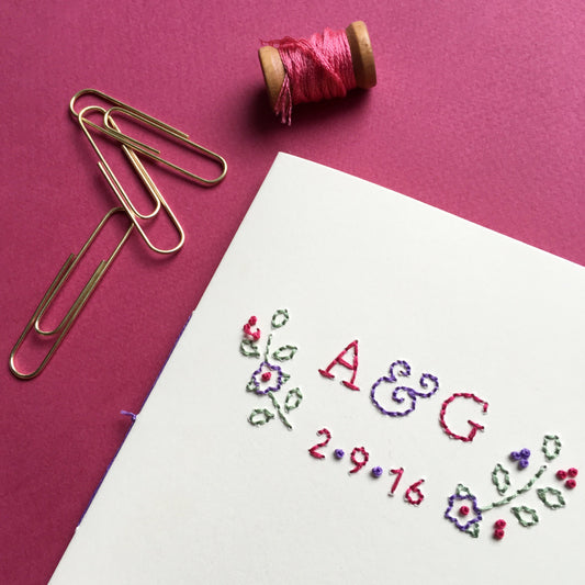 Hand-stitched Personalised Couple Initials Keepsake Wedding Card