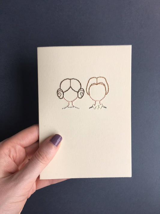 Hand-stitched Han Solo and Leia Couple Card