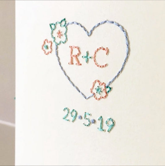 Hand-Stitched Personalised Sweetheart Couple Card