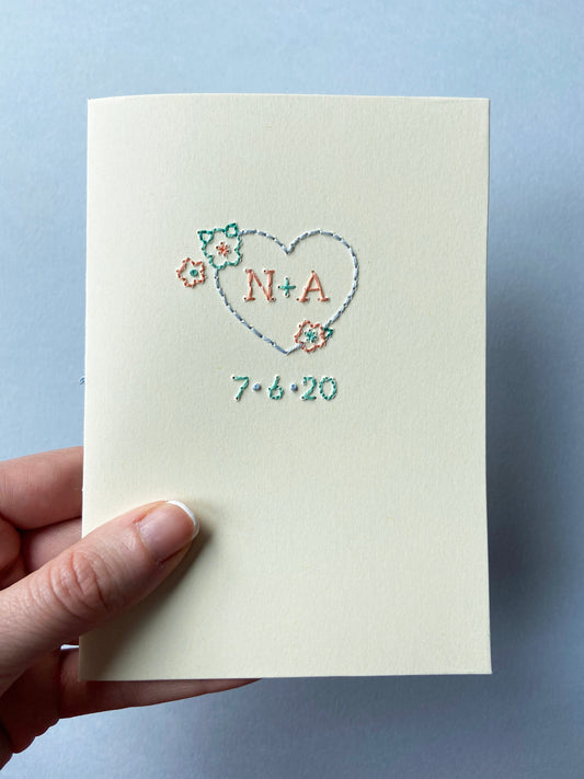 Hand-Stitched Personalised Sweetheart Couple Card
