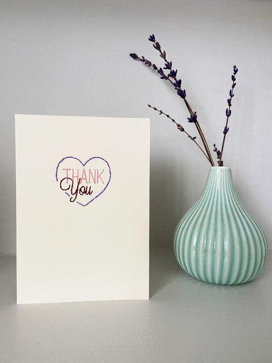 Hand-stitched Heartfelt Thank You Card