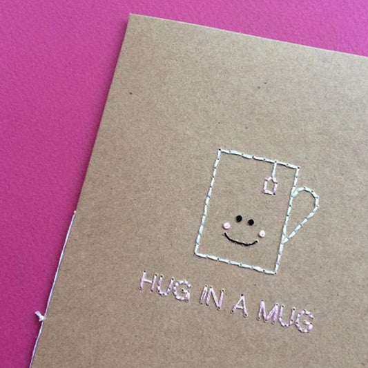 Hand-stitched Hug in Mug Card