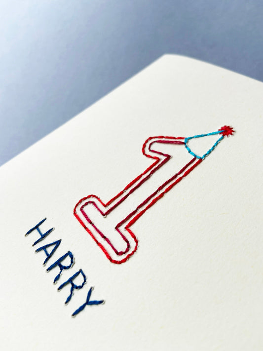 Hand-stitched Personalised Birthday Age Card