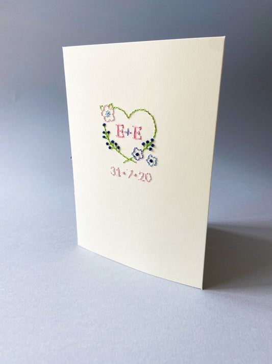 Hand-Stitched Personalised Sweetheart Couple Card