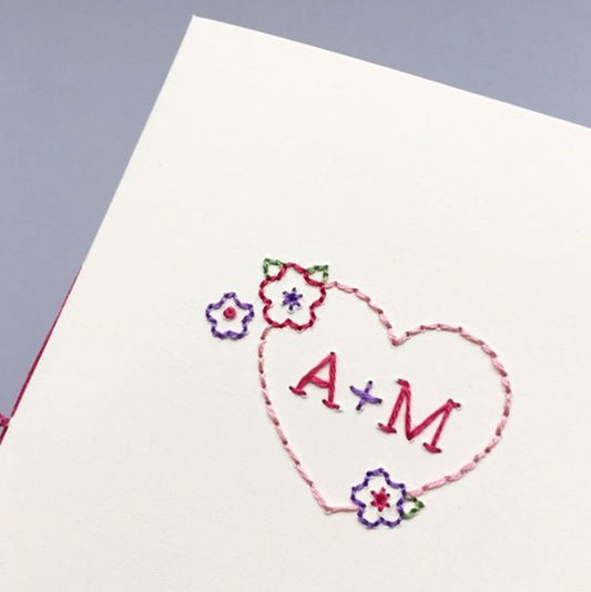 Hand-Stitched Personalised Sweetheart Couple Card
