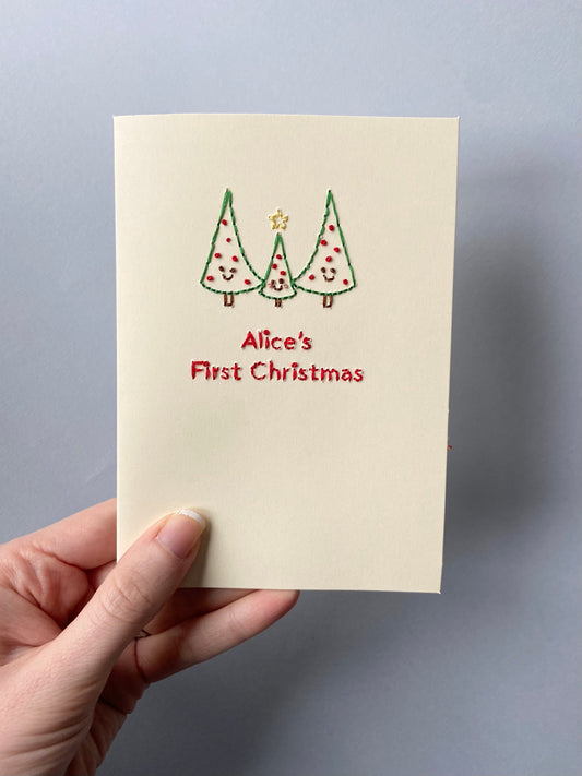 Hand-stitched First Christmas as a Family of Three