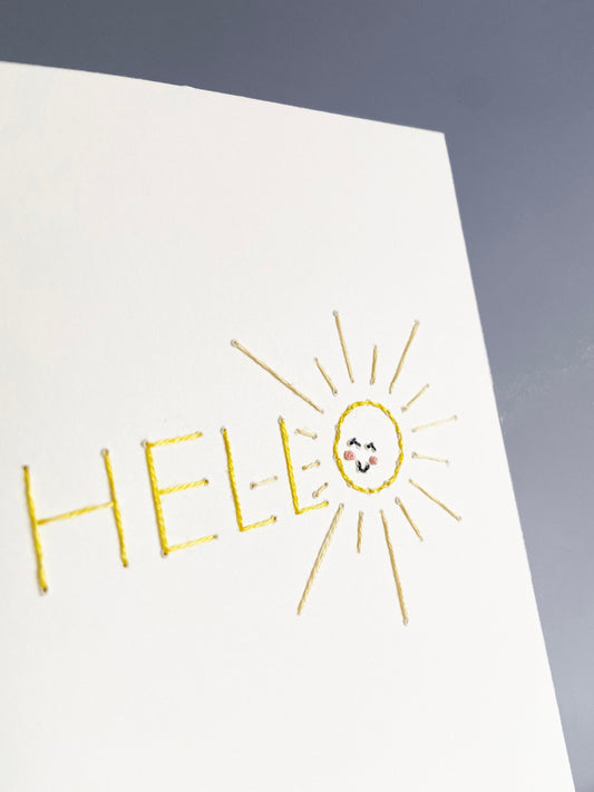 Hand-stitched Hello Sunshine Card