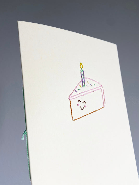 Hand-stitched Birthday Cake Slice Card