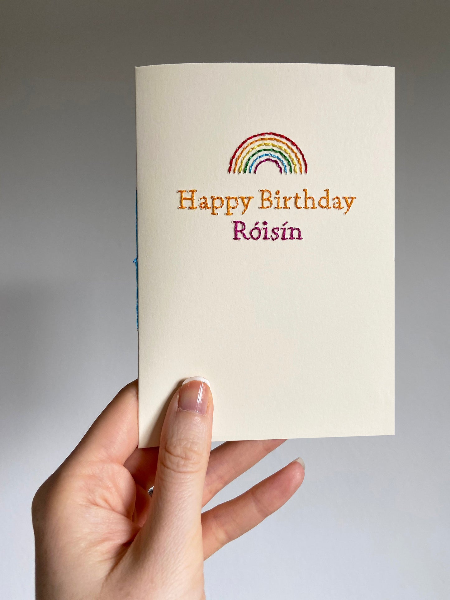 Hand-stitched Personalised Rainbow Birthday Card