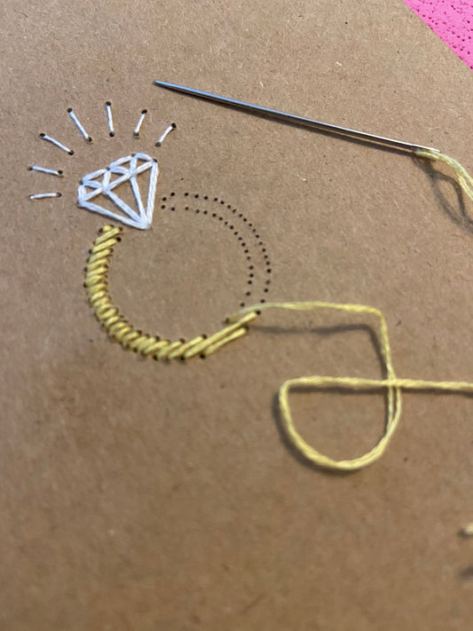 Hand-stitched Engagement Ring Card