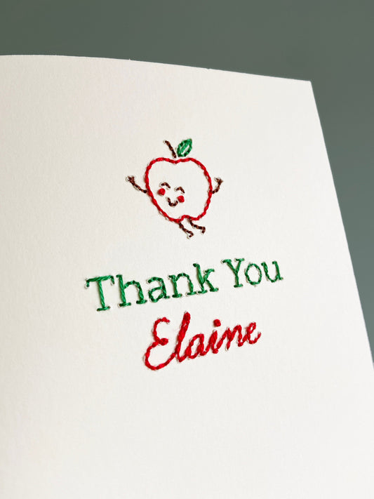 Hand-stitched Personalised Thank You Teacher Card