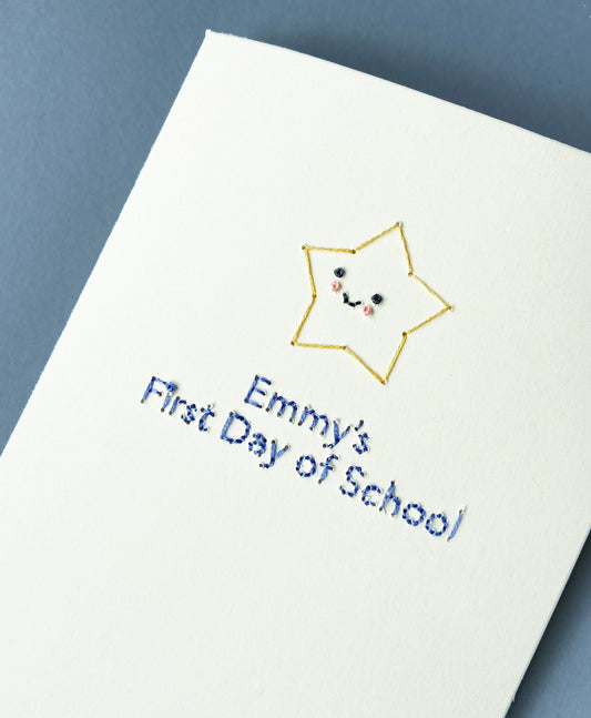 Hand-stitched Personalised First Day of Big School Card