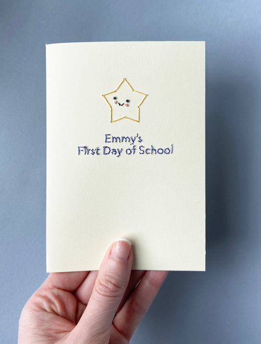 Hand-stitched Personalised First Day of Big School Card