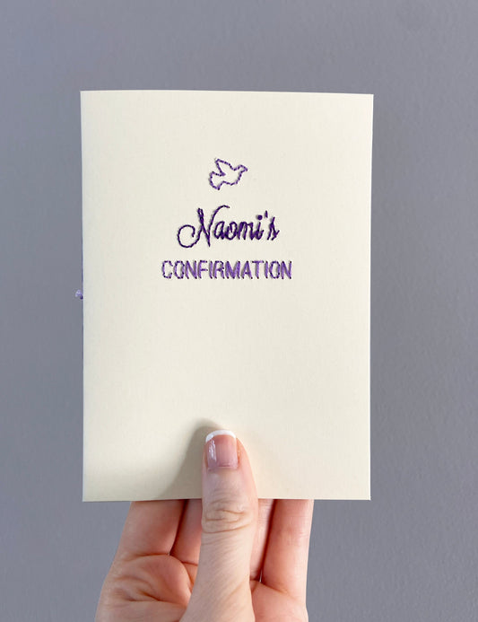 Hand-stitched Personalised Confirmation Card