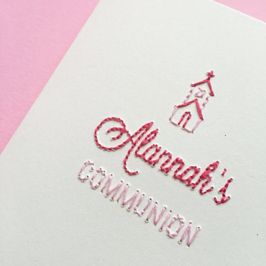 Hand-stitched Personalised Communion Card