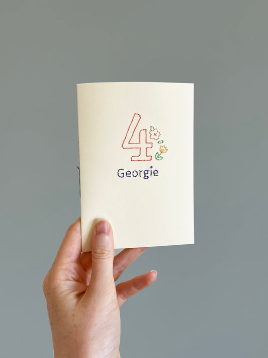 Hand-stitched Personalised Floral Birthday Age Card