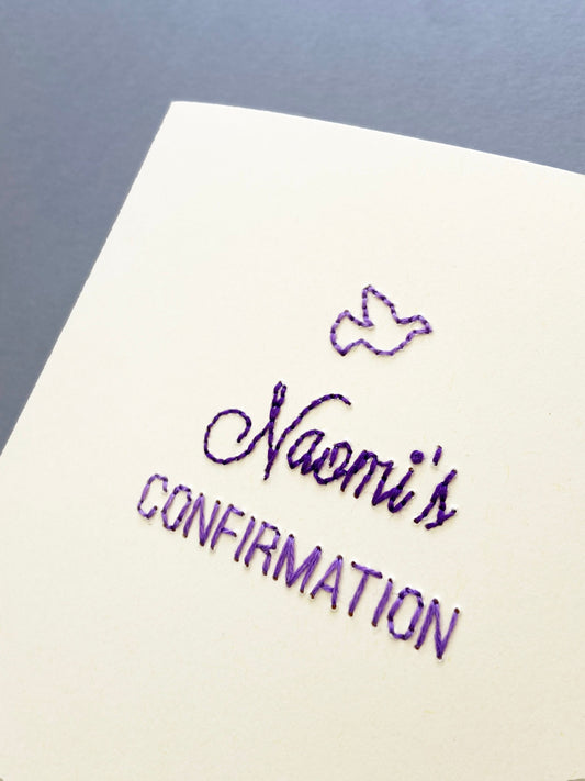 Hand-stitched Personalised Confirmation Card