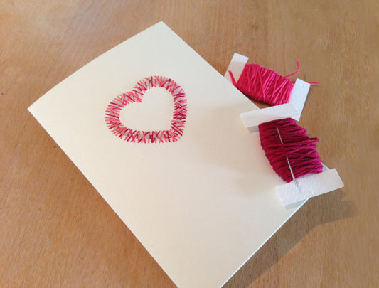 Hand-stitched Suspended Heart Card