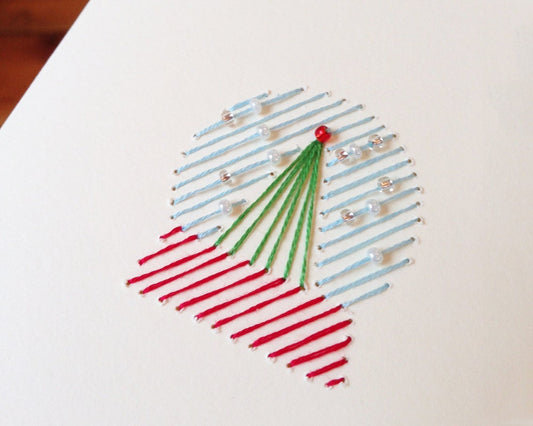 Hand-stitched Christmas Snow Globe Card
