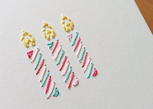 Hand-stitched Birthday Candle Card