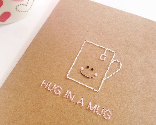 Hand-stitched Hug in Mug Card