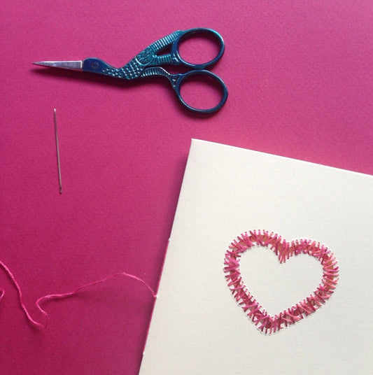 Hand-stitched Suspended Heart Card